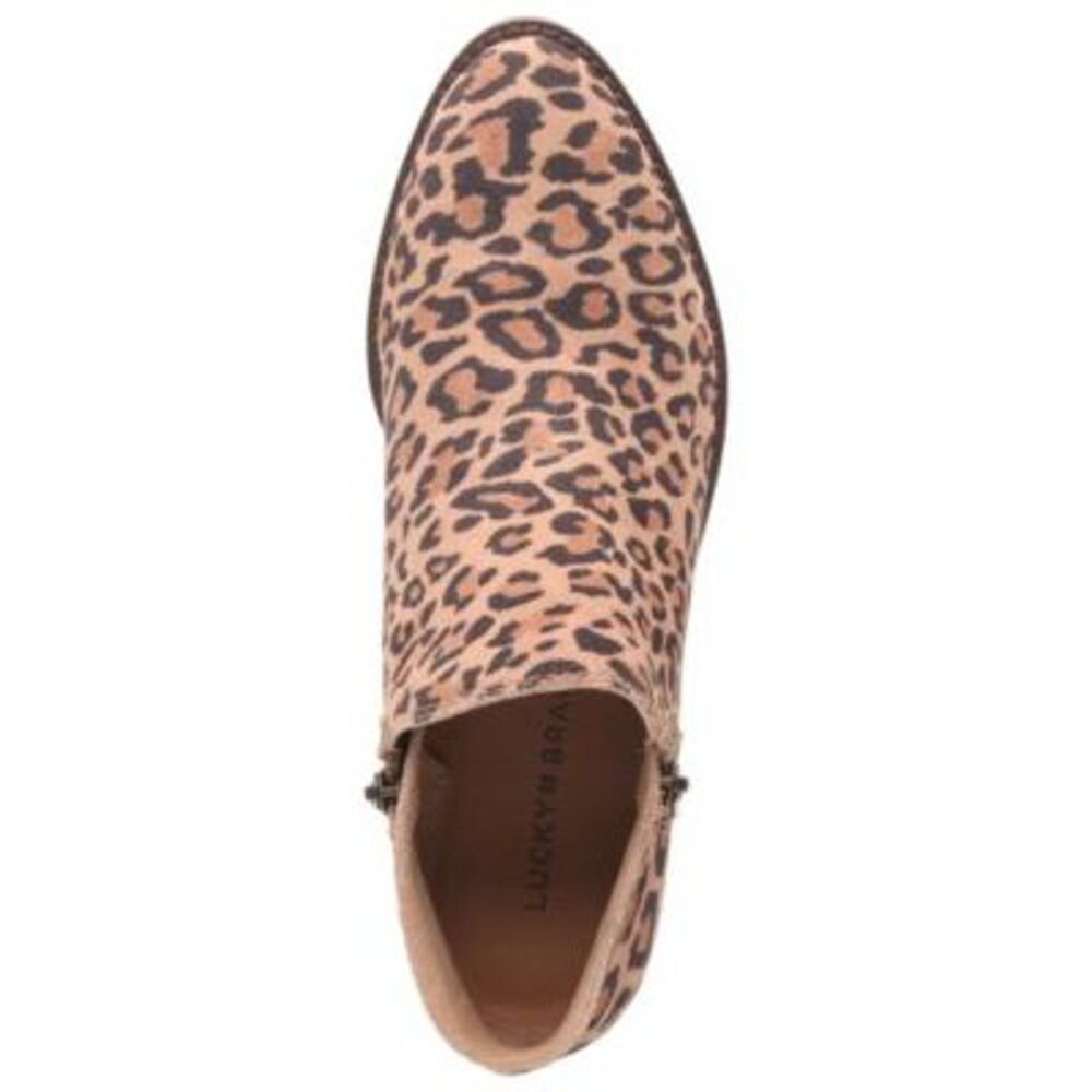 LUCKY BRAND Womens Brown V-Notch Fhuna Almond Toe Block Heel Leather Booties 9 M - Picture 3 of 4
